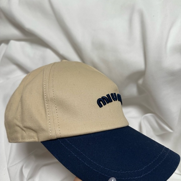 Miu Miu Tan and Dark Blue Cap - Picture 2 of 4
